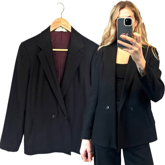 Vintage Jackets & Blazers - Vintage Classic 100% Wool Black Blazer Jacket